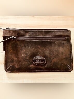 Fossil Reissue Revival Whiskey Leather Slim Clutch Pouch